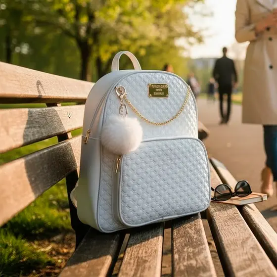 Mochila Feminina Bolsa Da Moda - Escolar - Universidade + Chaveiro Pompom