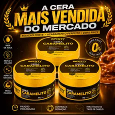 Kit 3x Pomada Cera Modeladora Caramelito 80g Infinity Classe A Modela Alta Fixação Antifrizz Hidrata os Fios