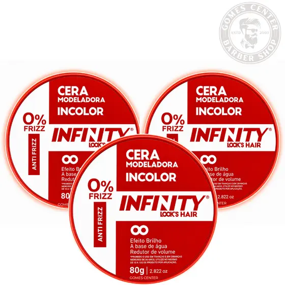 Kit 3x Pomada Cera Modeladora Incolor Infinity For Men 80g - Efeito Brilho, Redutor de Volume Fox