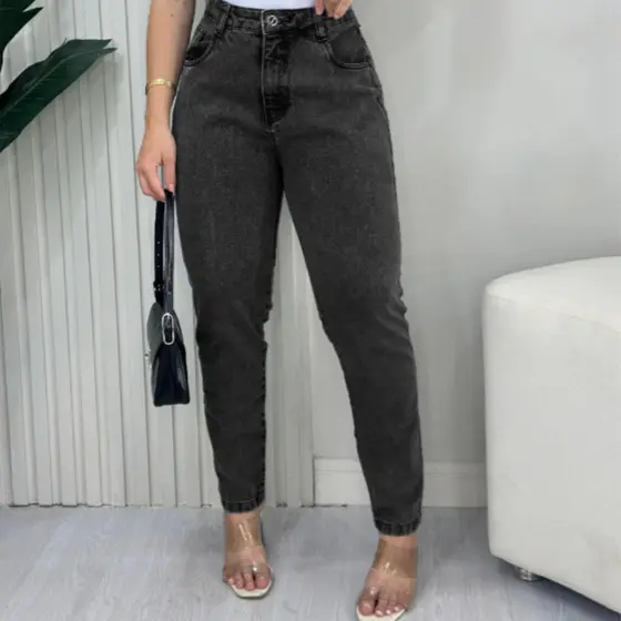 Calça Jeans MOM Grafite 100% Algodão Premium