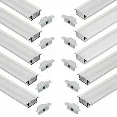 Kit 10m Perfil Alumínio Embutir Slim P/ Led Gesso Movelaria