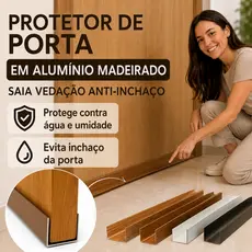 Protetor De Porta em Aluminio Madeirado Saia Vedação Anti-inchaço Umidade 4 Cores 60 70 80 90 100cm