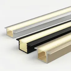 Perfil Alumínio Slim Baby Nano Fino Embutir P/ Fita Led 1 Metro Champanhe Preto