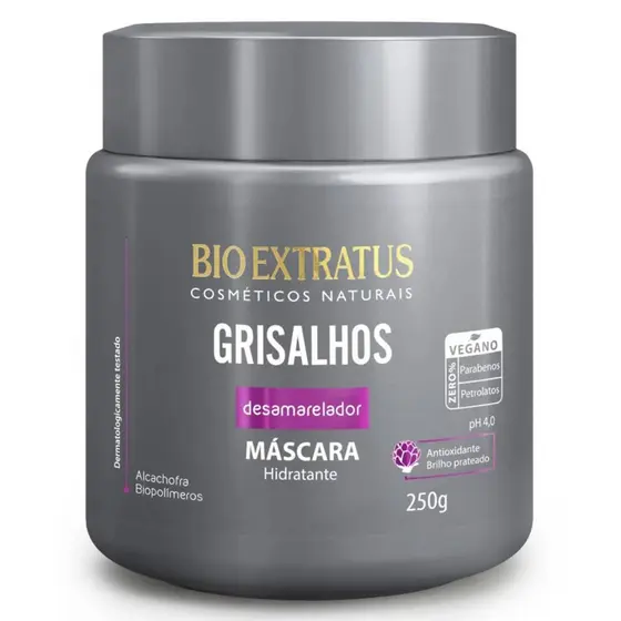Bio Extratus Máscara Grisalhos 250g/Matizante/Matizador/Desamarelador para cabelos Brancos/Brilho Platinado