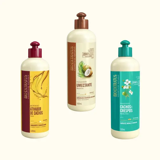Finalizador Bio Extratus 500ml Cada Coco-Cachos e Crespo-Biottano-Mel/Sem Enxágue