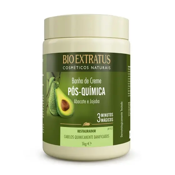 Banho de Creme Pós Química Abacate e Jojoba Bio Extratus 1kg/Máscara de Hidratação