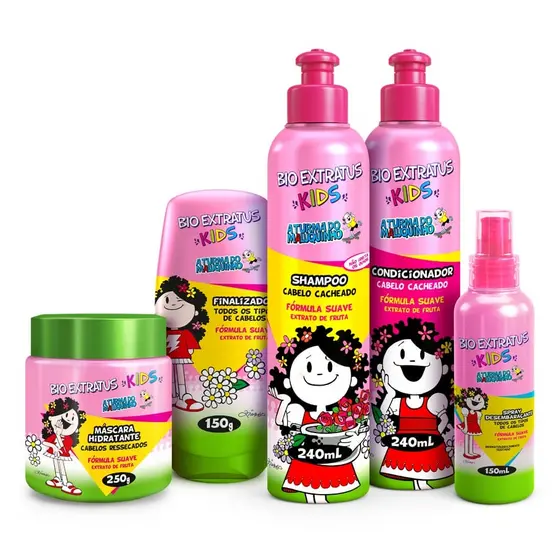 Kit Kids Cabelos Cacheados Bio Extratus Completo 5 Produtos - Para Crianças-Kit Infantil Cacheados