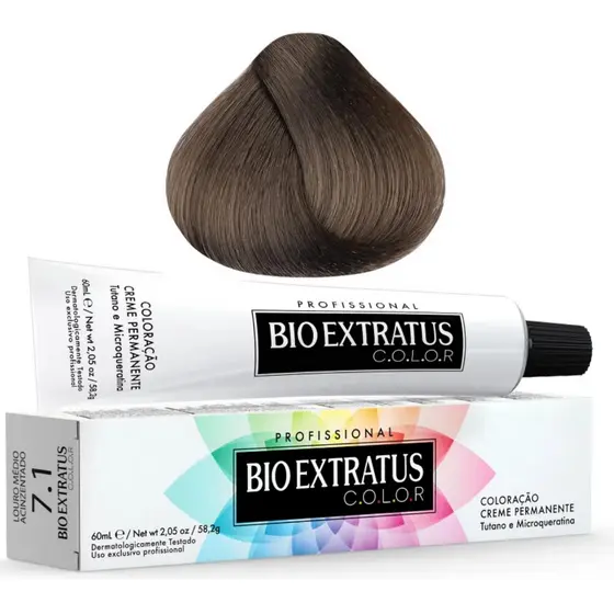 Tintura Bio Extratus 7.1-Cor Louro Médio Acinzentado/Coloração Profissional