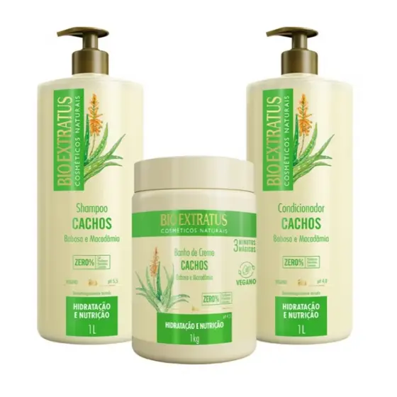 Bio Extratus Kit Cachos (Shampoo, Condicionador e Banho de Creme 1L/Kg)