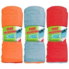 kit 3 Panos Microfibra Celeste 48x58 Limpeza Multiuso Chão Carro Prato Vidro Móveis