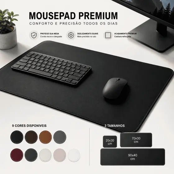 Mousepad Ergonomico 90x40cm Mouse pad Grande Em Couro Desk pad Mesa Home Office