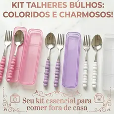 Kit Talheres Portáteis para Marmita com Case de Proteção Porta Talheres Charmoso Resistentes - 1011