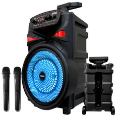Caixa de Som Amplificada Grande 2000W PMPO + 2 Microfones Sem Fio
