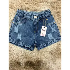 shorts jeans , com puído lateral .