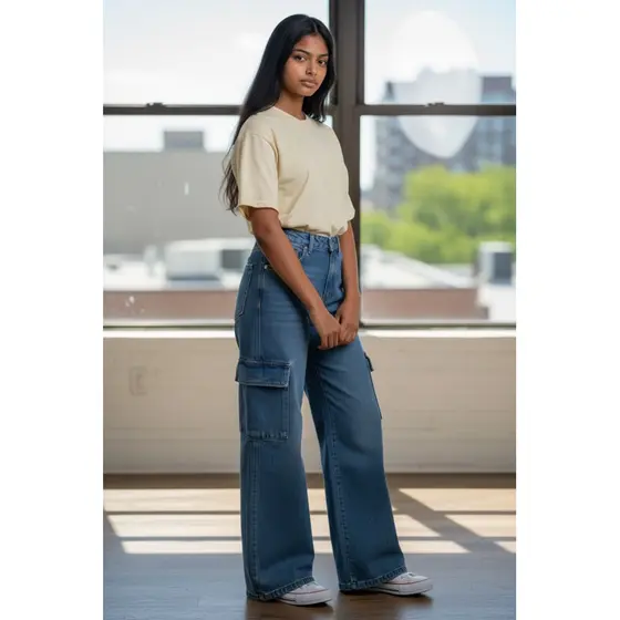 Calça cargo, wid legue.