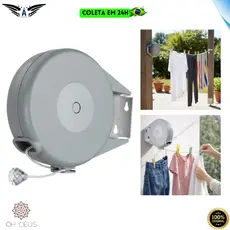 Varal Retrátil De Parede 15 Metros Corda Multiangular Recolhível Resistente Roupa Lavanderia Casa