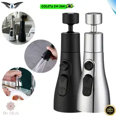 Extensor Giratório Torneira Adaptador Gourmet Cozinha Inox Prata Gira 360 Água Pia Anti Respingo