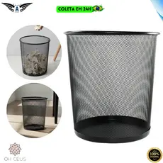 Lixeira De Escritório 12 Litros Telada Armada Metal Quarto Sala Cesto De Lixo Com Ventilação