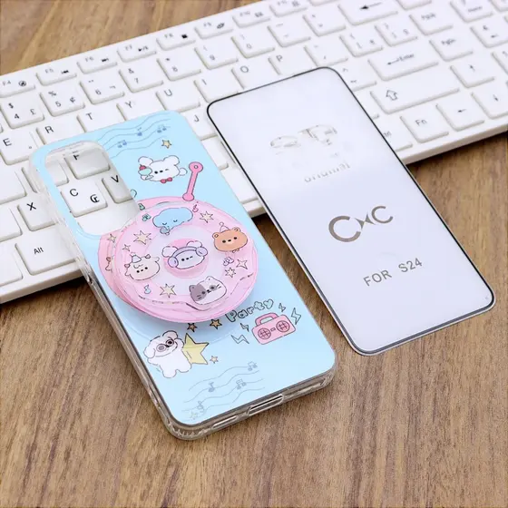 Capa Estampada Suporte Para Galaxy S24 com Película Vidro 3D c/ digital