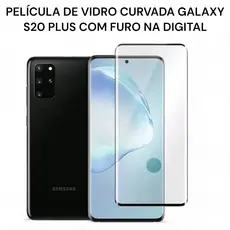 Película de Vidro Curvado com Furo na Digital Galaxy S20 Plus