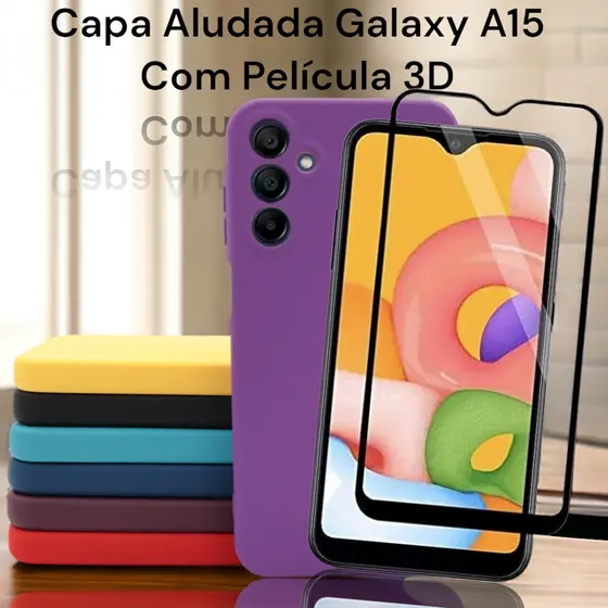 Capa Silicone Aveludada Galaxy A15 5G Com Película 3D