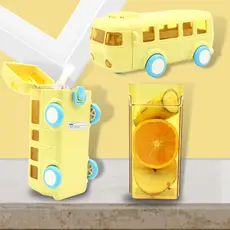 Garrafa Infantil Formato de Ônibus 500ml Com Alça De Ombro