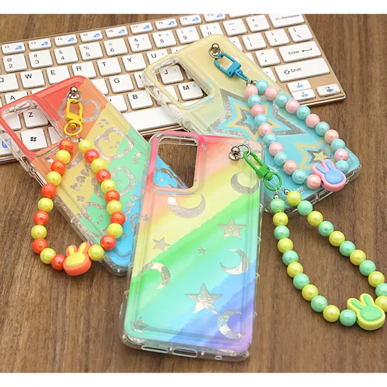 Capa Kwaii Redmi note 12s/ Note 11 4G Com Cordinha de Miçangas Anti Queda Salva Celular
