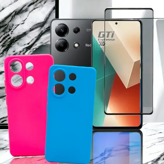 Capa Capinha Silicone Aveludada Para XM Redmi Note 13 4G Com Pelicula 3D