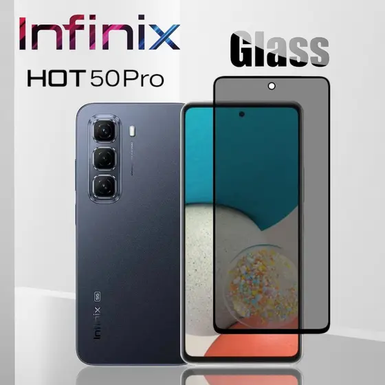 Película de Privacidade Vidro Temperado 3D Compatível para INFINIX HOT 50 PRO