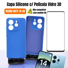 Capa Silicone com Película de Vidro 3D Para XM Redmi Note 14 4G