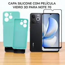Capa De Silicone Proteção De Câmera C/ Película De Vidro 3D Para O Note 70