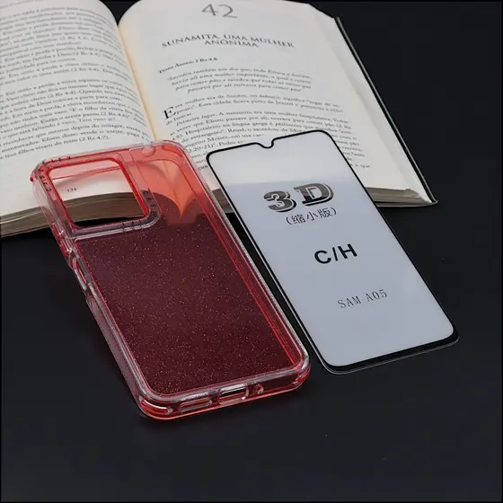 Capa Anti-iimpacto Colorida C/brilho Para Redmi 13C  Com Película 3D