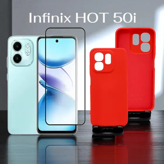 Capa Silicone C/Película De Vidro 3D Para Infinix Hot 50i