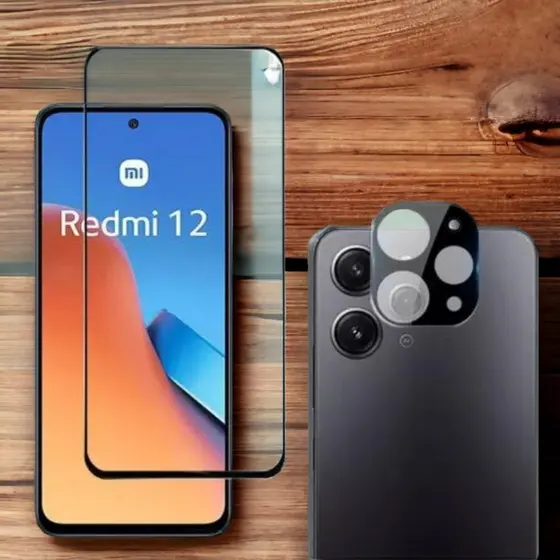 Película De Vidro 3D Redmi 12 4G , Película Câmera e Película Privativa