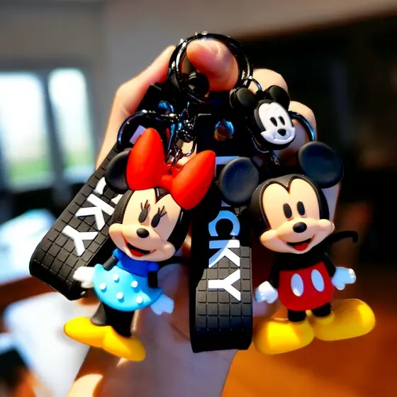 Chaveiro Tridimensional Personagens Mickey Keychain pvc Creative Cartoon Cute Couple Borracha Macia