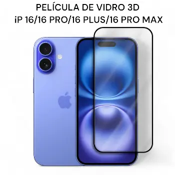Película de Vidro 3D Para iP 16/ 16 Pro/ 16 Plus/16 Pro Max