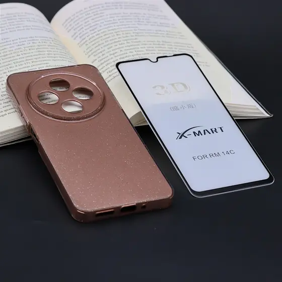 Capa Colorida com Brilho para Redmi 14C / Poco C75 + Película de Vidro 3D