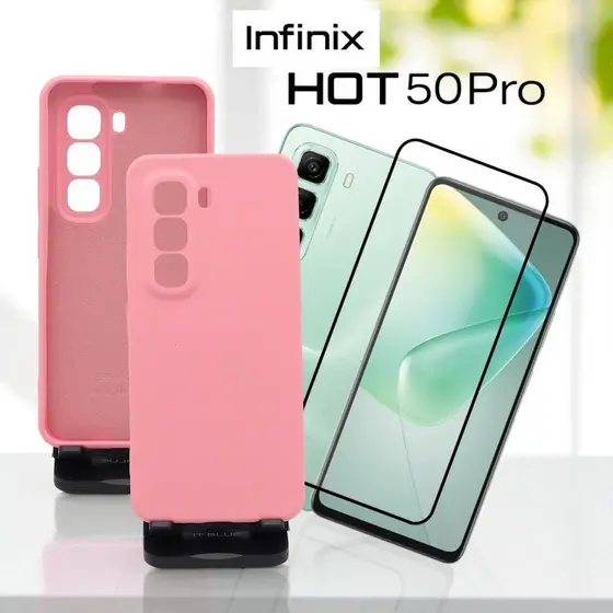 Capa Silicone Com Pelicula de Vidro 3D Compatível Para INFINIX HOT 50 PRO