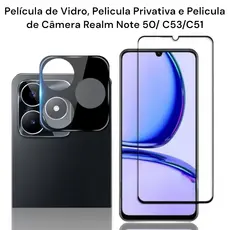 Película de Vidro 3D, Peícula Privtiva e Pelicula de Câmera Realm C53/C51 E Note 50