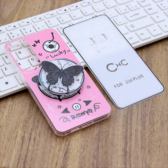 Capa Estampada Suporte Para Galaxy S24 PLUS com Película Vidro 3D c/ digital