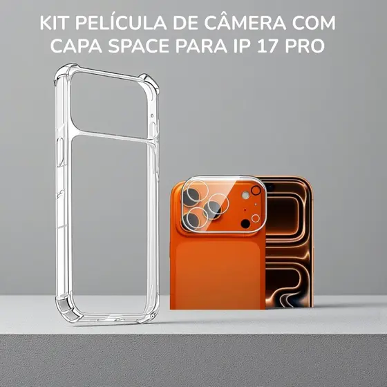 Kit Capa Transparente Com Película Protetora De Câmera Para Ip 17 Pro