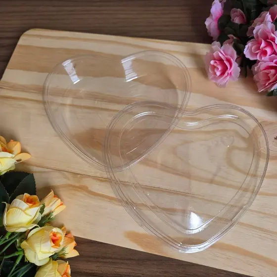 50 Coração em Acetato 260ml 15x16cm – Transparente para Doces e Presentes lembrancinha