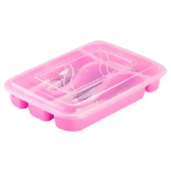 Organizador de Talheres com Tampa Porta Talher Divisórias Grande para Gavetas Cozinha Plástico