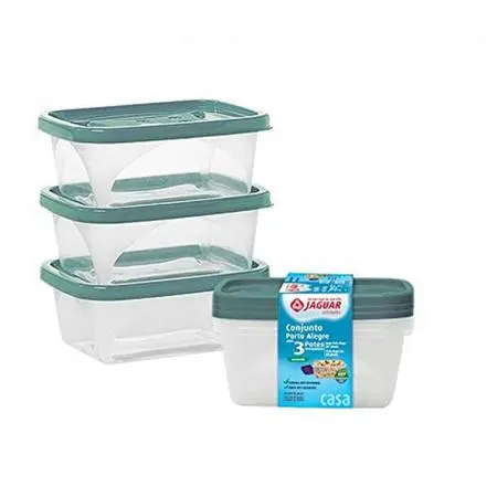 Conjunto de Potes 750ml com Tampa Kit Pote Plástico Porta Mantimentos Herméticos Jogo para Cozinha