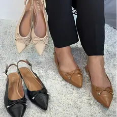 Sapatilha Rasteira Slingback feminino Laço Preta Nude Marron Lançamento