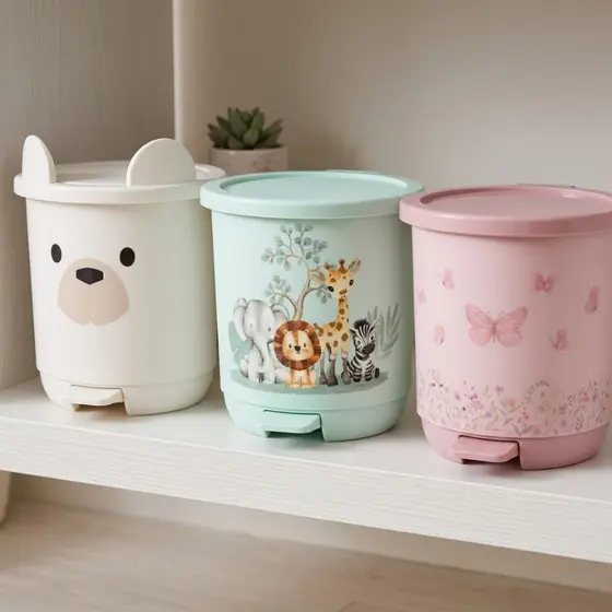 Lixeira Infantil Ludica 6,5 Litros Com Pedal De Banheiro Quarto Criança Bebê