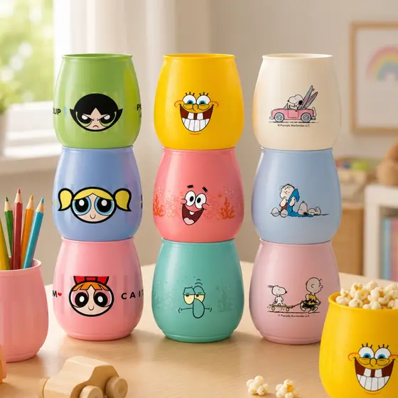 Kit Copo Organizador Multiuso Lembrancinha Festa Personagens 400ml Bob Esponja Meninas Super Poderosas