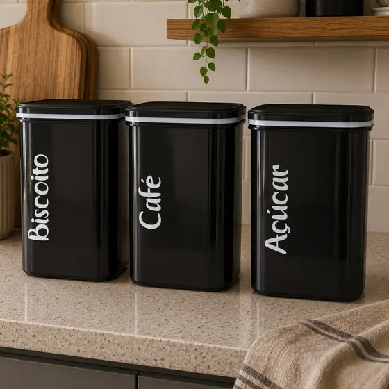 Pote Porta Mantimentos Herméticos Grande 2LT Café Açúcar e Biscoito
