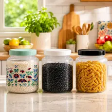Kit 2 Potes Plasticos 1,400ml Com Tampa de Rosca Pote Mantimentos Decorado