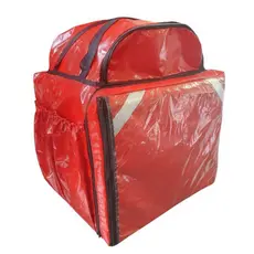 Bag Mochila Motoboy para Delivery 100% Lona Impermeável Cor Vermelha *COM ISOPOR LAMINADO* Completa
